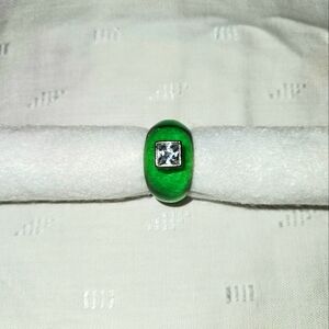 Angelique de Paris green lucite/cz/ss ring size 7 $45